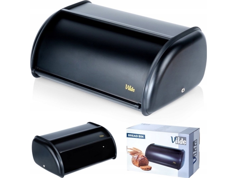 Brödlåda Vilde brödförvaringslåda behållare för bröd i stål svart VILDE 36 x 23 x 14,5 cm | Köksutrustning - Förvaring - Brödlåda | GameStuff
