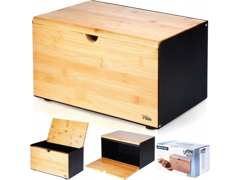 Vilde brød i træ og metal med dobbelt låg VILDE 35,5 x 22 x 20,5 cm