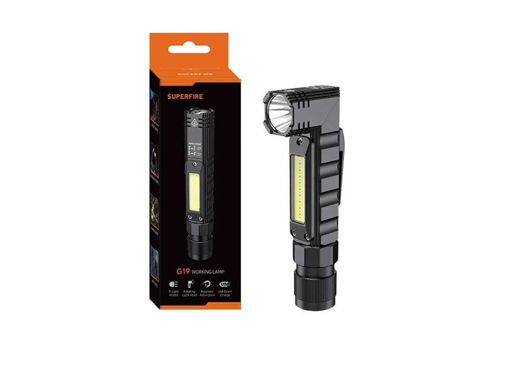 Superfire G19 Multifunction Žibintuvėlis, 200Lm, Usb