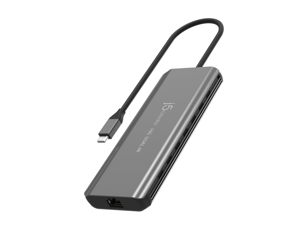 j5create JCD398-N, trådbunden, USB 3.2 Gen 2 (3.1 Gen 2) Typ-C, 100 W, 10 100 1000 Mbit/s, grå, rymdgrå | Datorer & Surfplattor - Bärbara tillbehör - Port Replicator och dockning | GameStuff