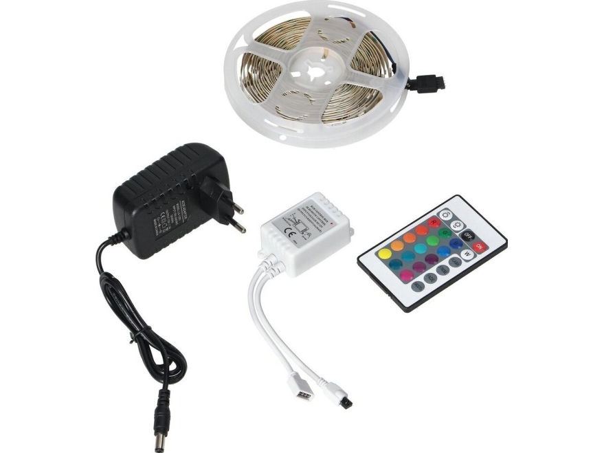 Orno LED-listset 12V 30L/m 100lm/m 7,2W/m IP20 RGB 3 m + RGB-styrenhet + 12V nätaggregat | Belysning - Tillbehör & reservdelar - Övriga | GameStuff