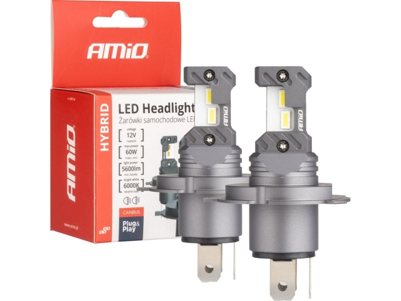 Led Žibintų Lemputės Hybrid Series H4 H19 6000K Canbus 60W Amio-04114