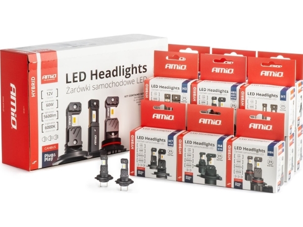 Led Žibintų Lempučių Rinkinys 16 Vnt., Hybrid Series H1 H3 H4 H7 Hb3 Hb4 6000K Canbus, Amio-04120