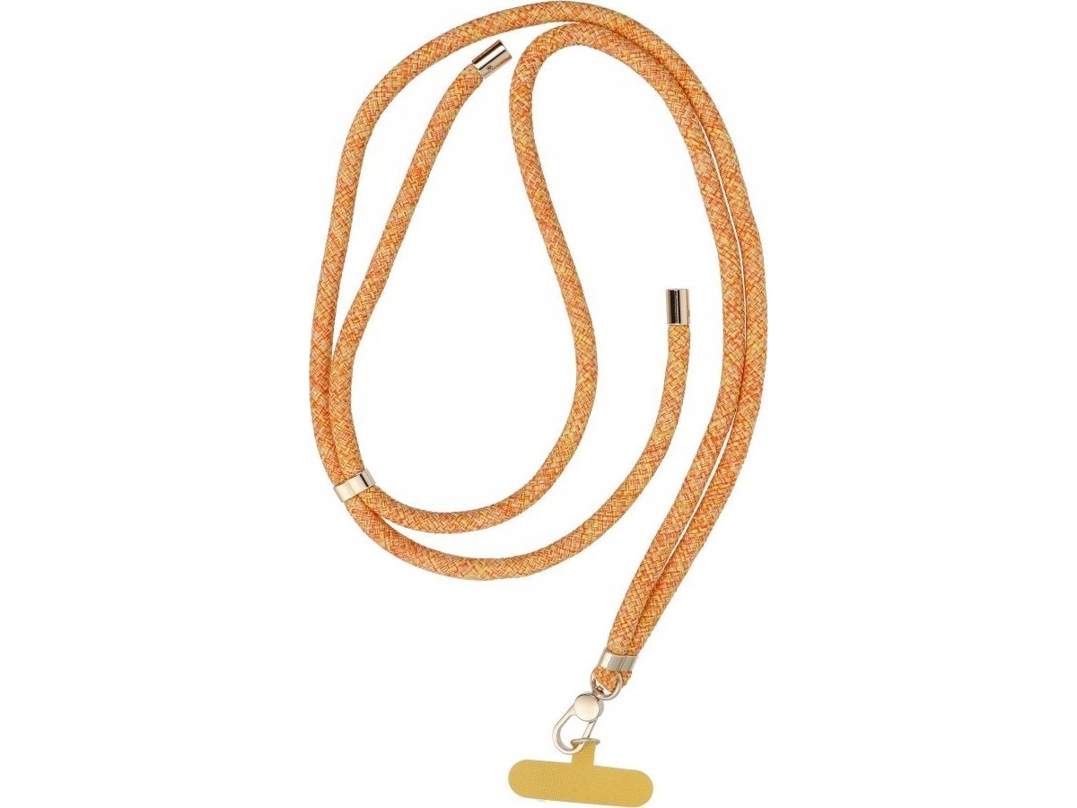 Oem Telefonhalskæde/Snoreholder Swing 8Mm Med Justerbar Længde 165 Cm Orange/Hvid