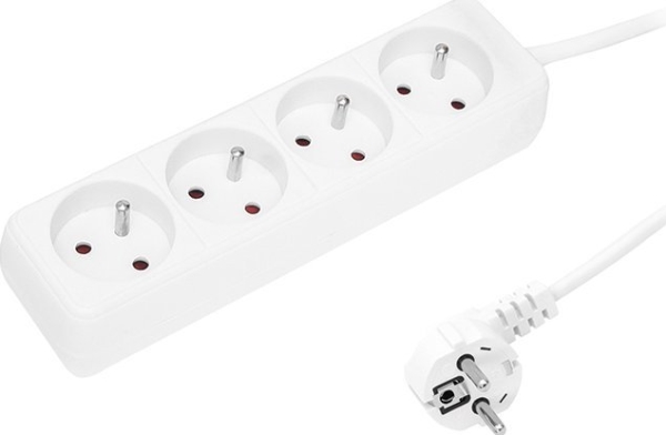Blow 98-715# Forlængerkabel Pr-470P 4-Socket Grounded 3M Hvid 3X1,5Mm