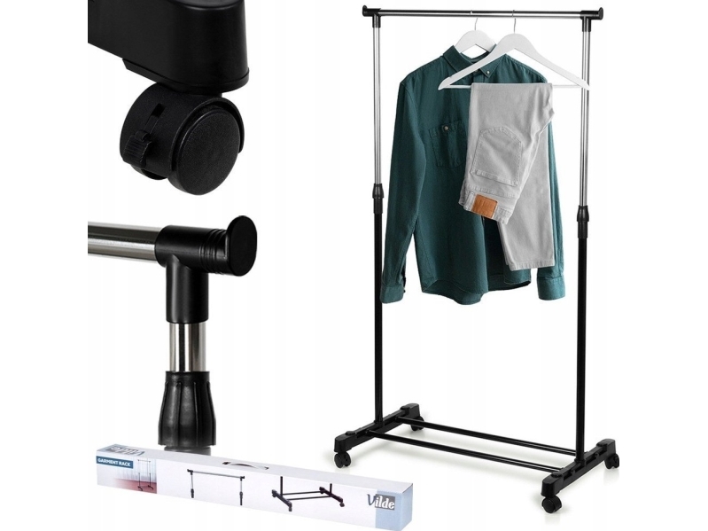 Vilde klädhängare stående på hjul i metall svart Solid VILDE 140 cm | N - A | GameStuff