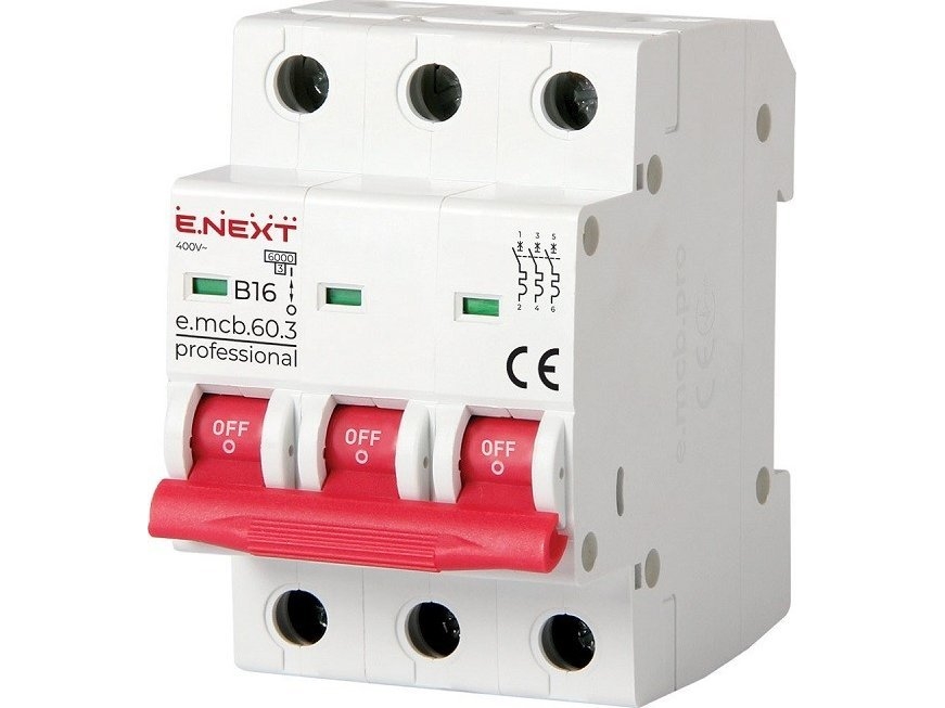 E.Next Hpfi/Hfi-Relæ Mcb.Pro60 3P B16a 6Ka (Udløserafbryder)