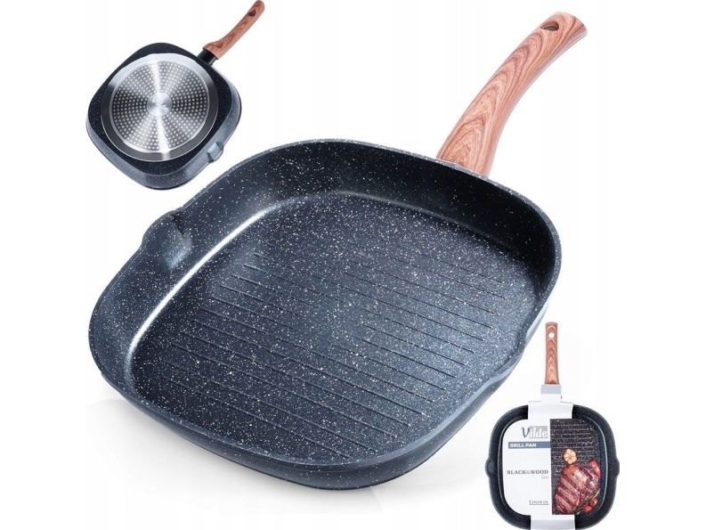 Vilde Kaasupannu Induktio-grillaus Grilli Graniitti neliö VILDE 28x28 cm