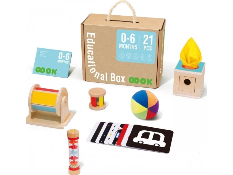 Tooky Toys „Taky Toy Box XXL Montessori Educational 6in1 Sensory“ 0–6 mėnesiai