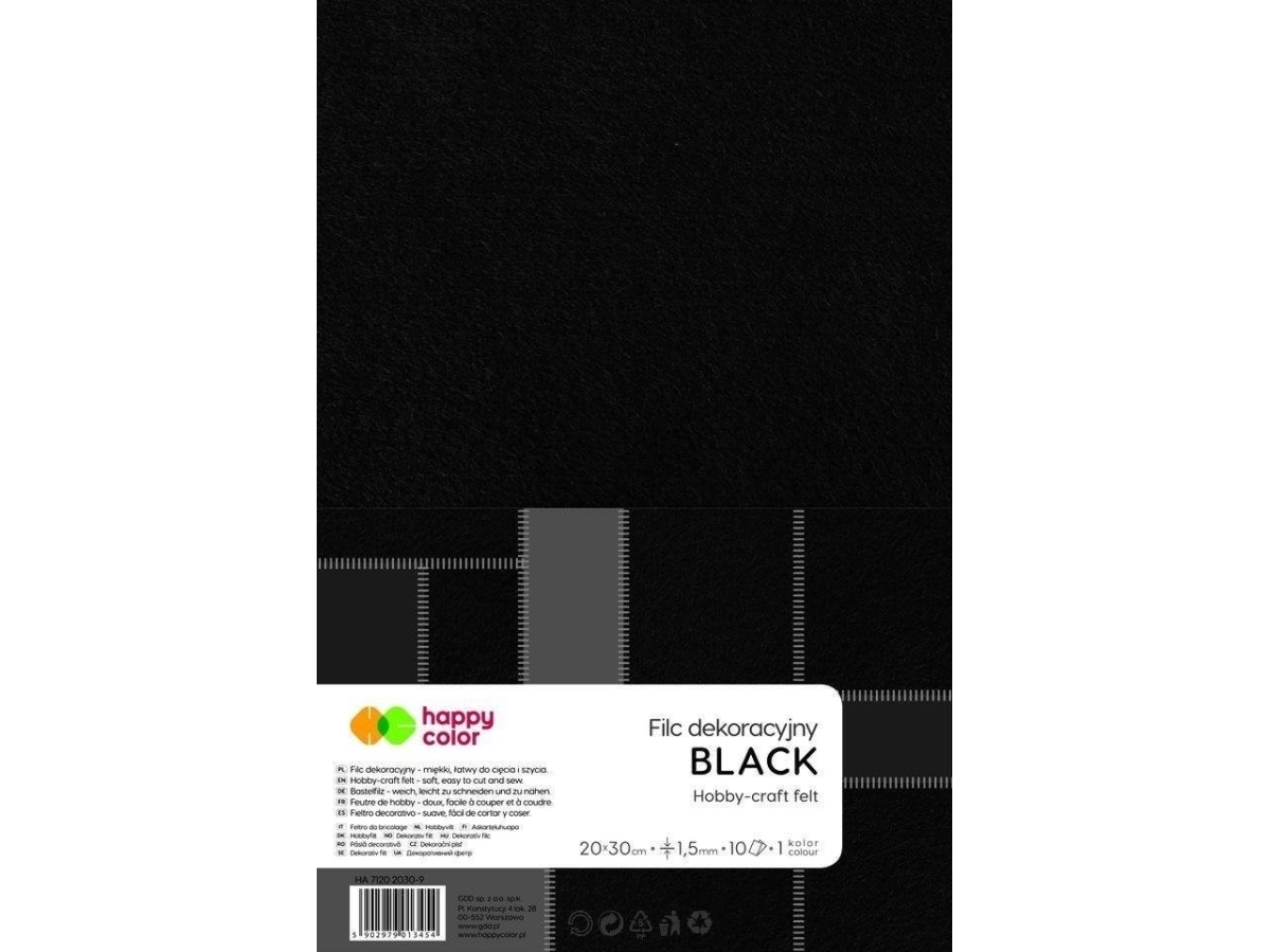 GDD Dekorativ filt svart 10st HAPPY COLOR | Färg & Tillbehör - Väggbeklädnad - Filt & glasvävnad | GameStuff