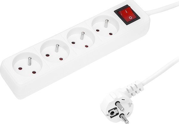 Blow 98-735# Forlængerkabel Pr-470Wsp 4-Socket Grounded+Switch 3M Hvid 3X1,5Mm