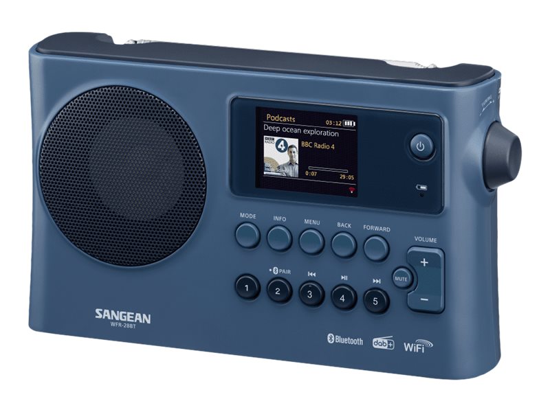 Internet-Bordradio Sangean Wfr-28Bt Dab+, Fm Batterieladefunktion, Spotify Mørkeblå