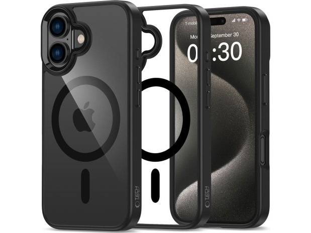 Tech-Protect TECH-PROTECT MAGMAT MAGSAFE IPHONE 16 BLACK/CLEAR | Datortillbehör - Möss & Tangentbord - Reservdelar | GameStuff