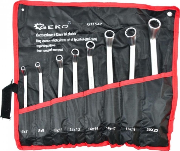 Ringnøgler 6-22 Mm Sæt 8-El. Flad Plade (12) G11542 Geko