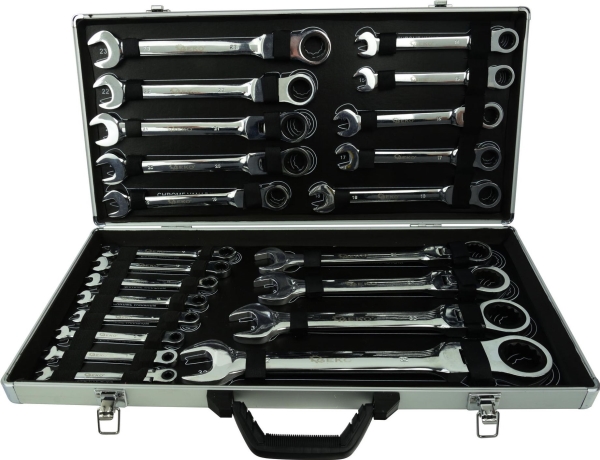 Geko Komplett-Schlüsselsatz Mit Ratsche 22-Teilig 6–32 Mm/Alu-Koffer (2)
