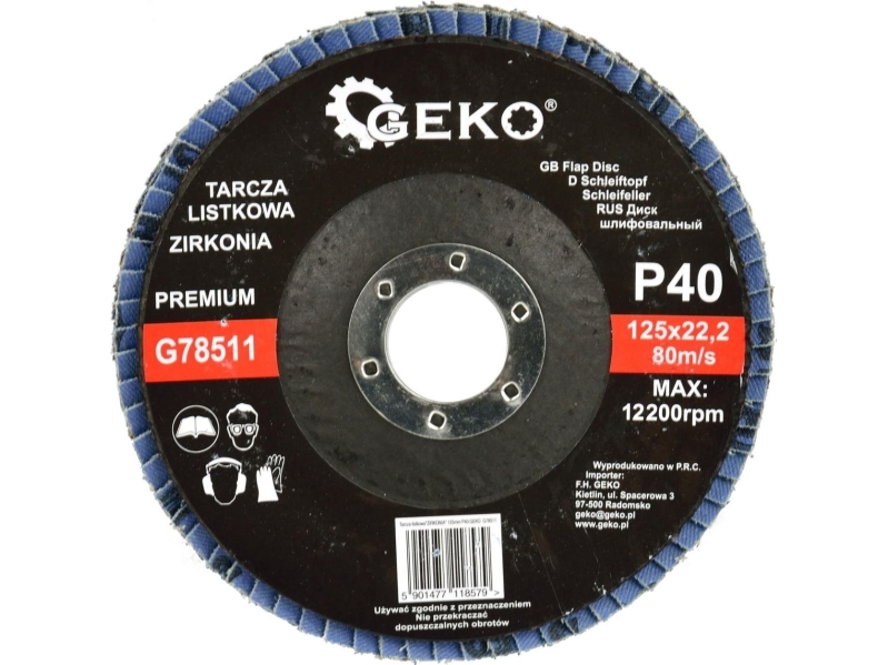 Geko Schleifscheibe "Zirkon" 125 Mm P40 Geko Premium (10/200)