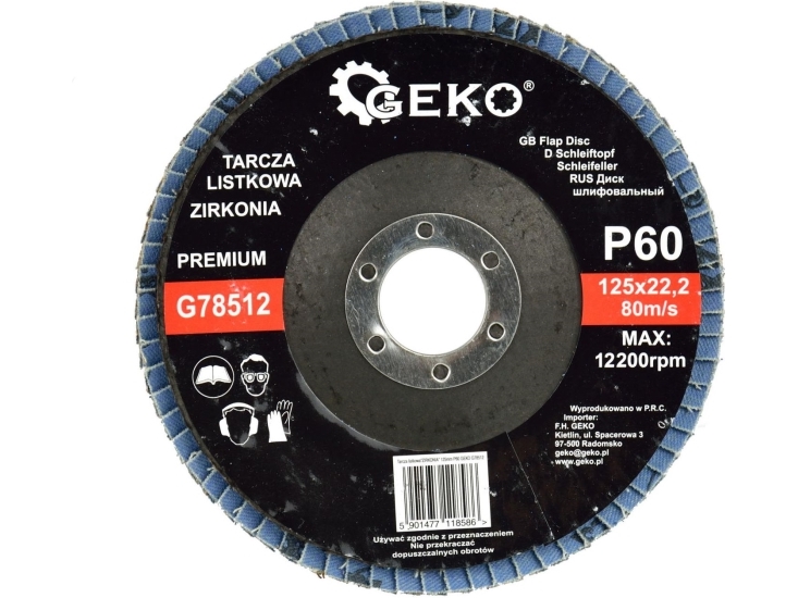 Geko Schleifscheibe "Cyrkon" 125 Mm P60 Geko Premium (10/200)