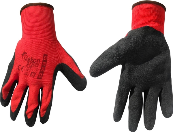 Geko Sikkerhedshandsker GEKO r.9/latex rød/(12/240)