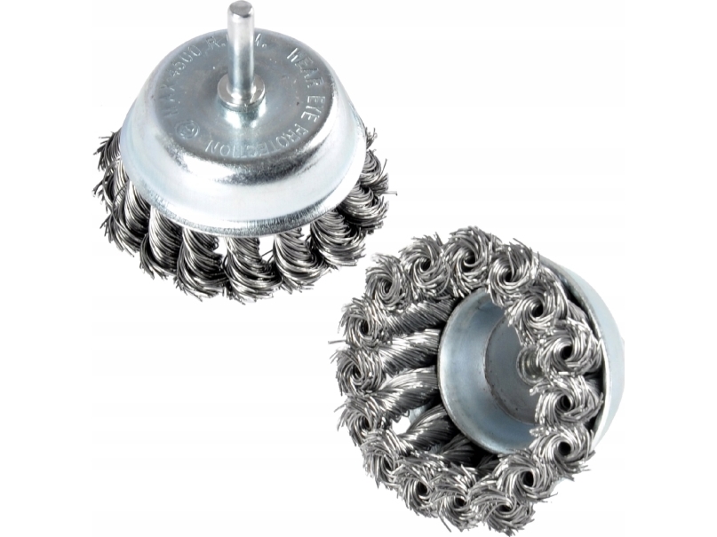 Geko Front stålbørste, knudret 65 mm med skaft (10/100)