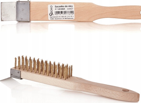 Geko Gul trådrustbørste 4 rækker med skrabetræ (20/120)