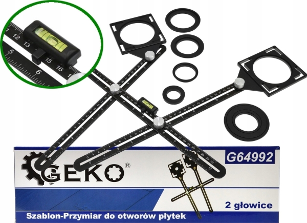 Geko skabelon-størrelse til flisehuller 2 hoveder