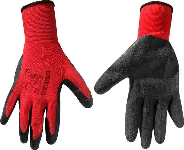 Geko Beskyttelseshandsker GEKO r.10/latex rød/(12/240)/