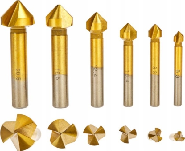 Geko sæt af koniske fræsere HSS TiN 6,3-20,5 mm 6 stk (50)