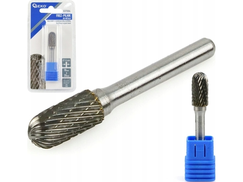 GEKO fræsefil til metal 10x20 mm skaft 6 mm (cylindrisk, rundet hoved), (200 stk.)