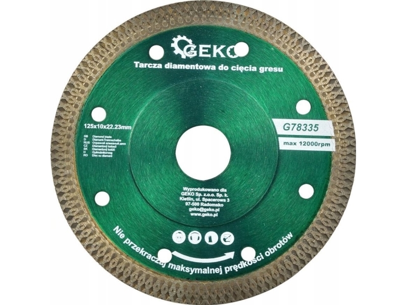Geko Diamantklinge 125X10x22,23 Mm Til Skæring Af Keramik/Fliser (100)