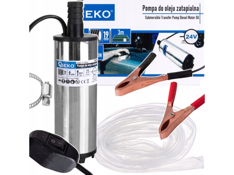 Geko uppoasennettava öljypumppu 24V 52mm 3m kaapelilla (40)