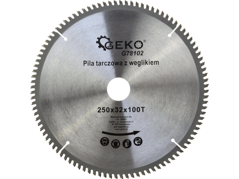 GEKO klinga f&ouml;r aluminium med Widia 250 mm x 100 T x 32 mm + reduktionssats (25)