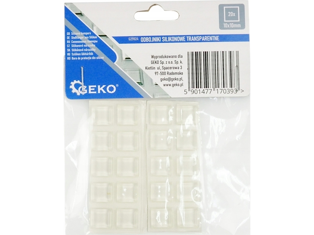 Geko Transparent silikone møbelstopper 10x10mm 20stk (25/250)