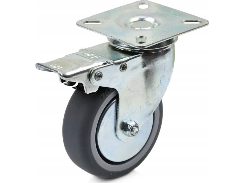 Geko drejehjul med bremse 75 mm PP/TPR (100)