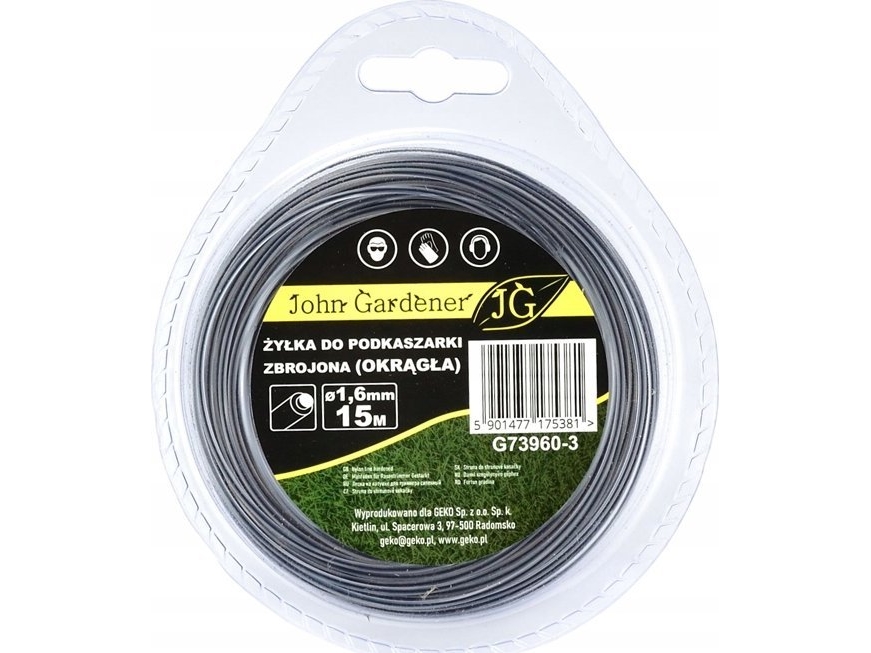 Geko forstærket trimmersnor (rund) 1,6 mm x 15 m (10/120)
