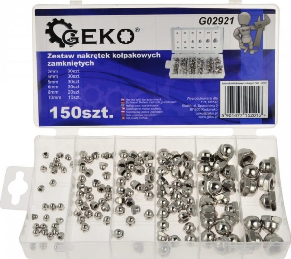 Geko sett med nagler/nesekapsler låsende klemmer 150 stk (20) G02921 GEKO