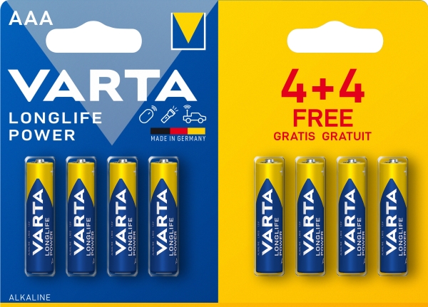 Varta 04903, Engangsbatteri, AAA, Alkalinsk, 1,5 V, 8 stykker, Blå, Gull