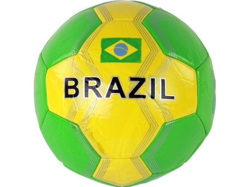 LeanToys bold til fodbold indendørs/på græs størrelse 5, Brasilien flag, 24 cm LEAN Toys