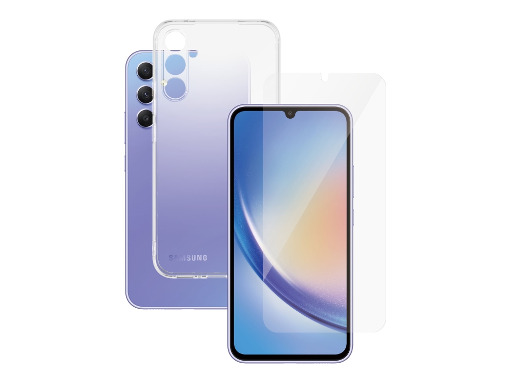 Panzerglass Safe. By 2-In-1 Set Samsung Galaxy A34 | Bulk, Samsung, Samsung - Galaxy A34, Trockene Anwendung, Kratzresistent, Schockresistent, Tran