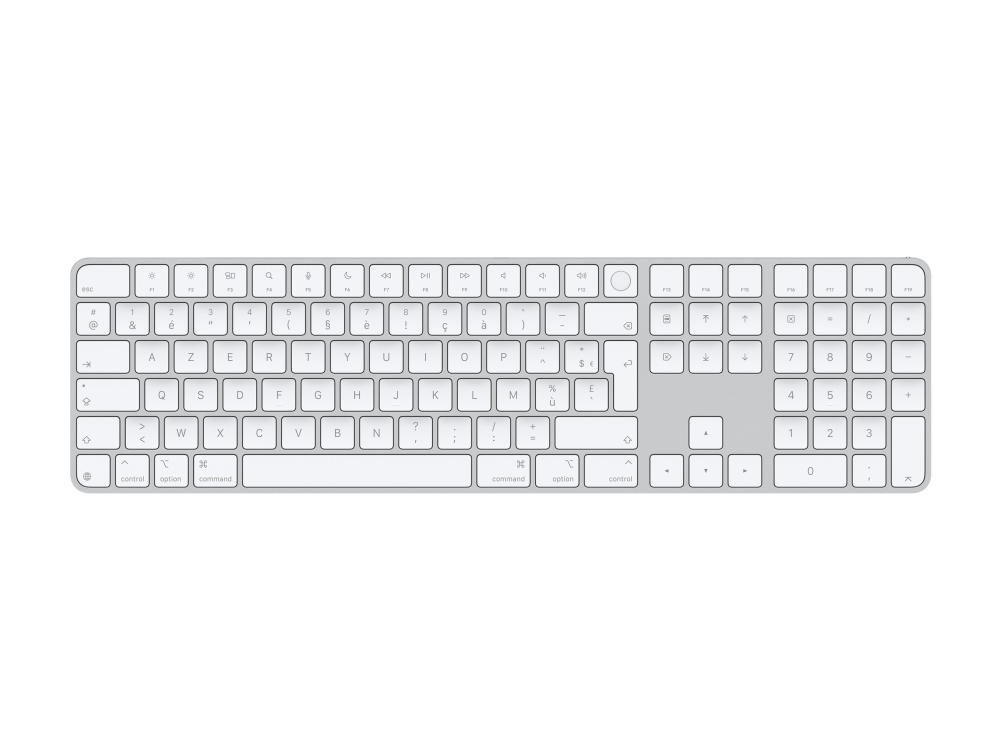 Apple Magic, Verkabelt & Kabellos, Usb + Bluetooth, Azerty, Weiß