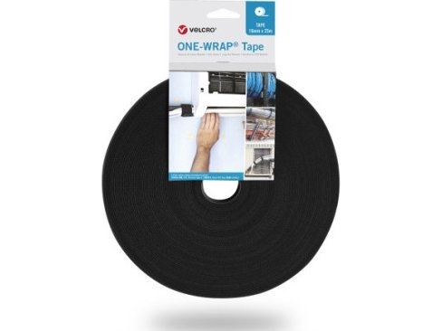Velcro One Wrap 16 mm bred, sort, 25 m
