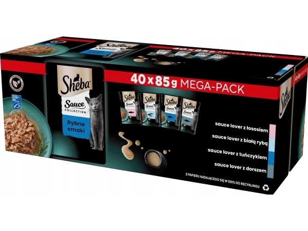 Sheba SHEBA Sauce Collection Kalan makuja kastikkeessa kissan märkäruoka annospusseissa 85 g x 40 kappaletta