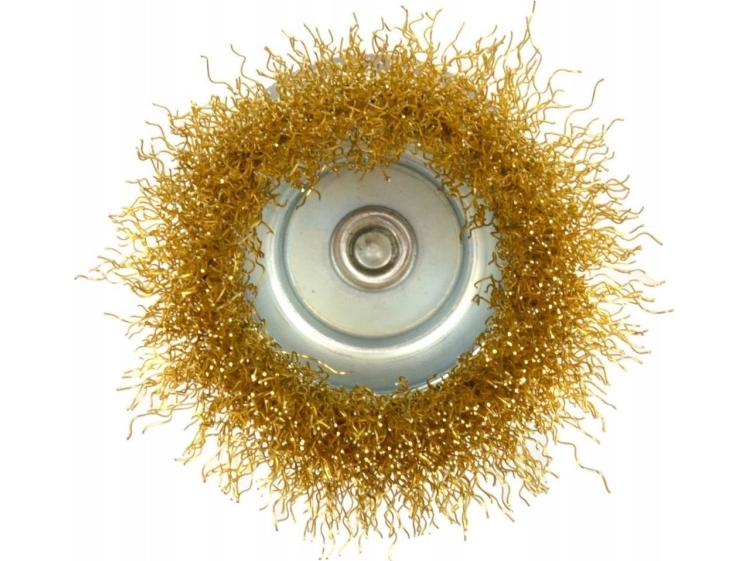 Geko stålbørste front 75mm/3 messing med skaft (10/120)