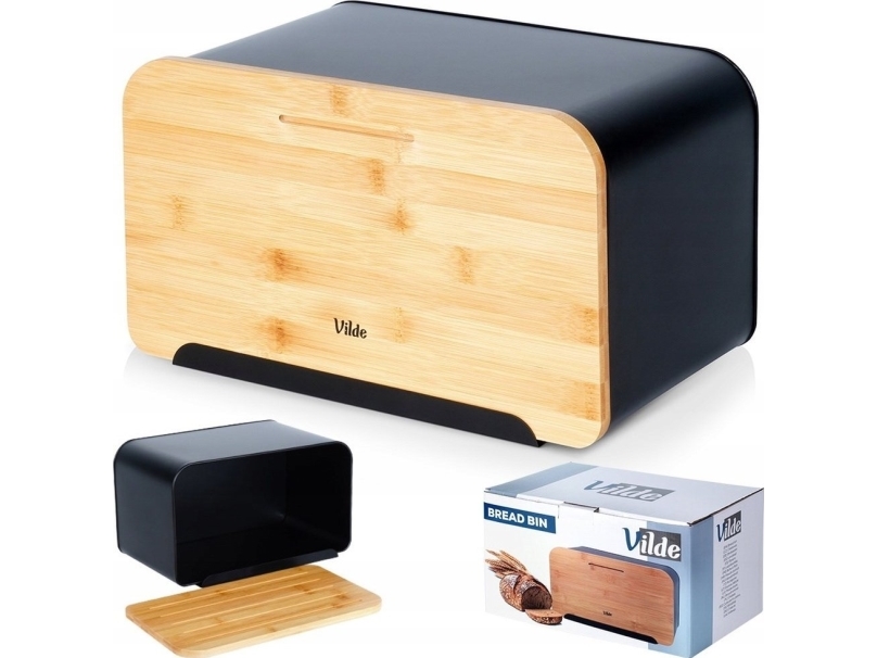 Duoninė Vilde 35x22x20,5 cm su bambukine lentele, juoda