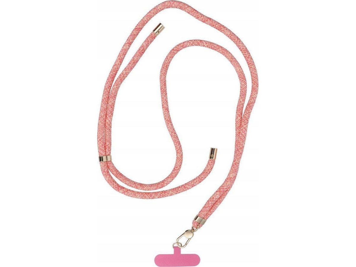 Oem Anhängeschlaufe Swing (8Mm) Fürs Telefon Mit Längenverstellung, Schnurlänge 165 Cm (Max. 82,5 Cm In Der Schlaufe), Rosa/Weiß