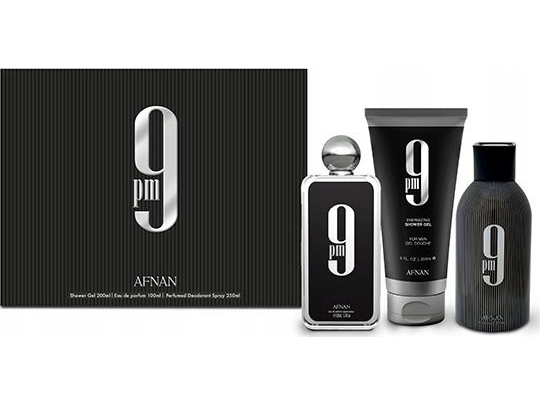 Afnan 9 PM Gift Set Eau de Parfum 100ml Shower Gel 200ml Deo 250ml for Men