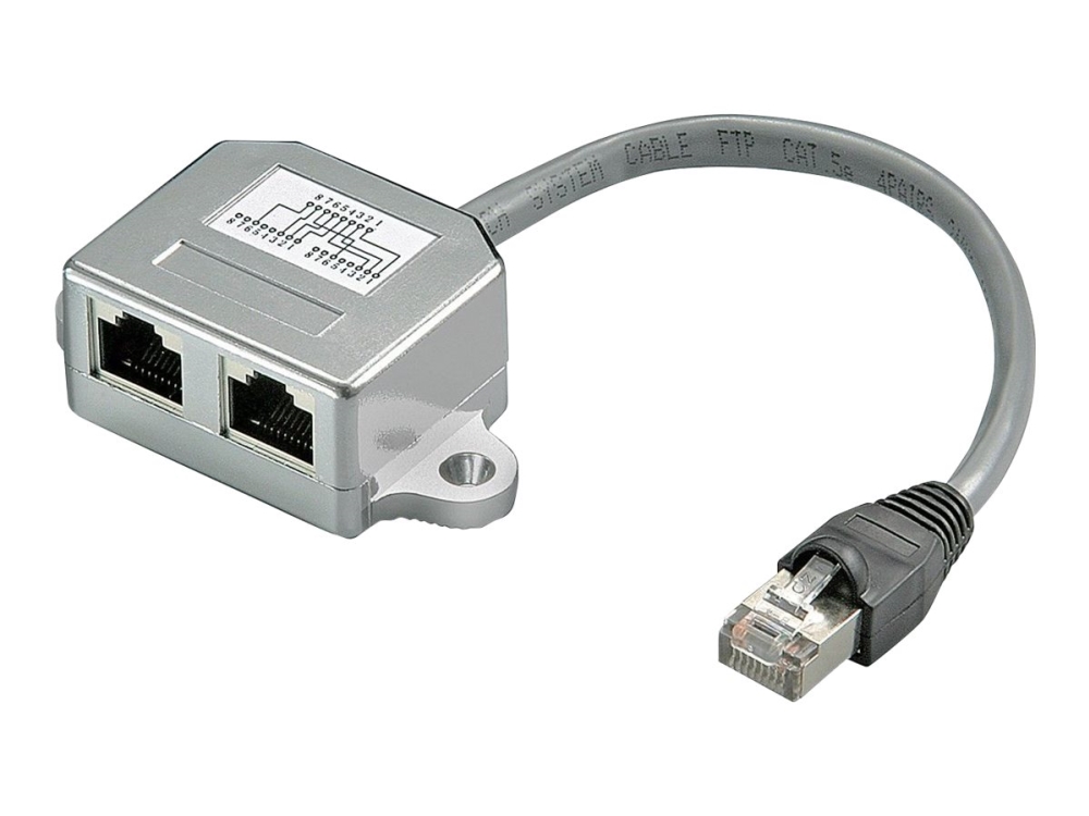Goobay - Netværk-Splitter - Rj-45 (Han) Til Rj-45 (Hun) - 15 Cm - Cat 5 - Knastfri - Grå