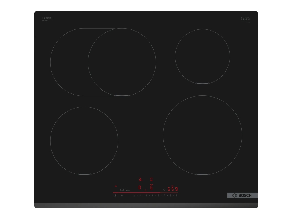 Bosch Serie 6 Pif631hb1e, Schwarz, Integriert, 60 Cm, Zonen-Induktionskochfeld, Glaskeramik, 4 Zone(N)