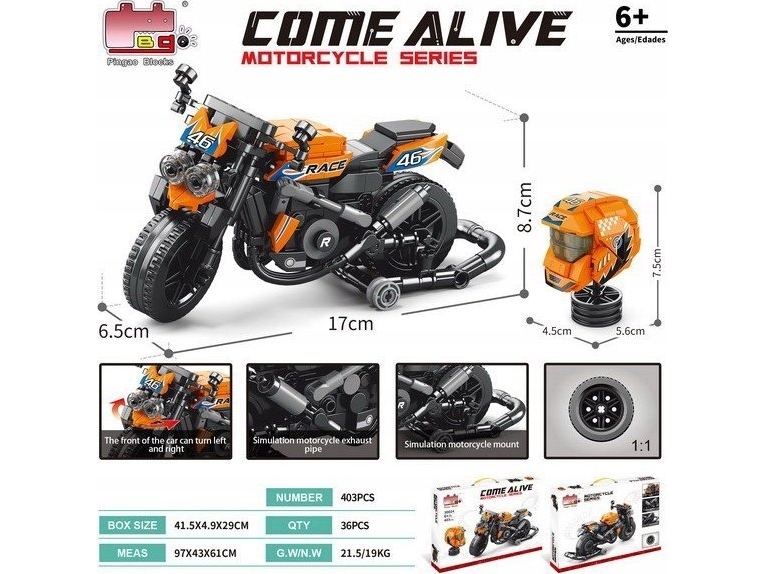 Ramiz sæt med byggeklodser motorcykel orange 403el.