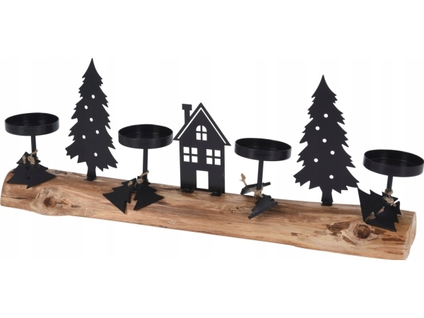 Home Styling Collection Ljusstake för 4 värmeljus med vintermotiv | Bordssättning - Bar & vin - Ljusstakar och Lampor | GameStuff