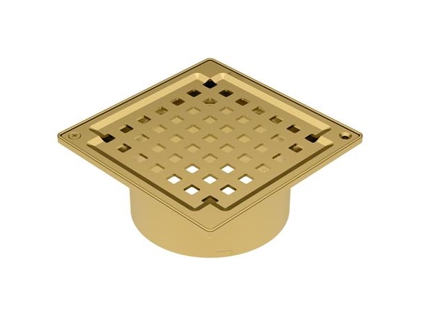 Blücher överdel SQUARE Utan stödring, mässingsfärgad, för betong, 145x145mm, Stål | VVS Artiklar - Dränering - Rostfri dränering | GameStuff